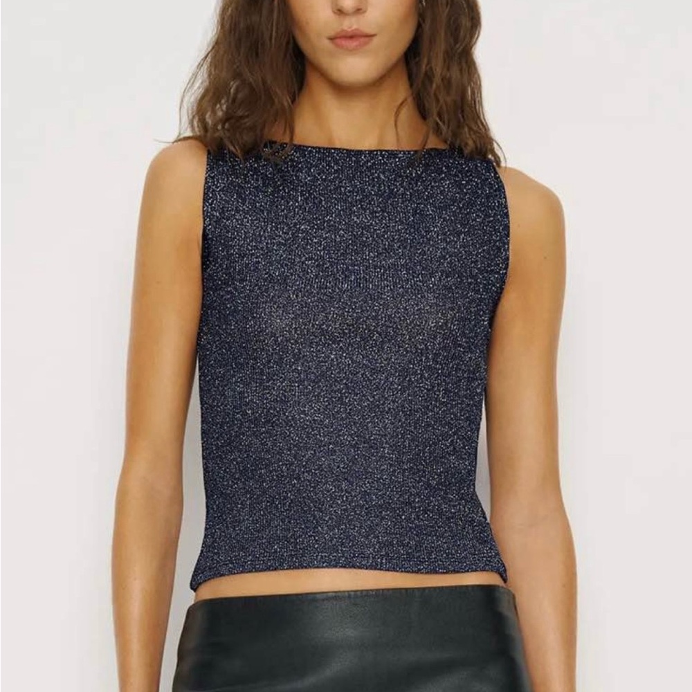 Reformation Sparkling Navy Tank Top